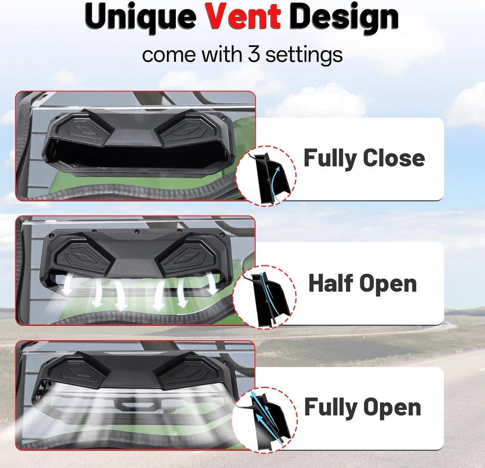 Heavy Duty Full Windshield Vented Window For Kawasaki Mule SX 2017-2025 Foto 3 de 4