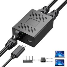 AKWOR RJ45 Ethernet Spliter 1 to 2, Swtich1 Female 1 Pack, Black
