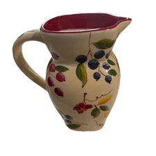 FTD Hand Painted Ceramic SQUARE PITCHER - Blueberries & Grapes & Cherries