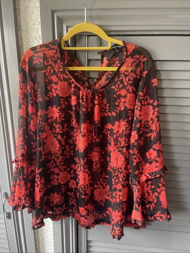 Red Black Chiffon Too Size 18