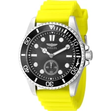 Invicta Men's Watch Pro Diver Quartz Charcoal Dial Yellow Silicone Strap 49339