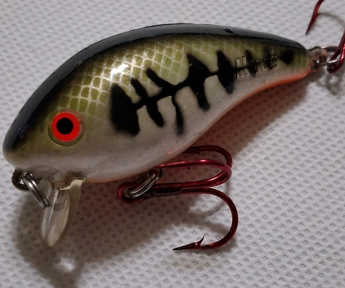 Leurre de pêche Tom Mann Leroy marron vintage bébé basse