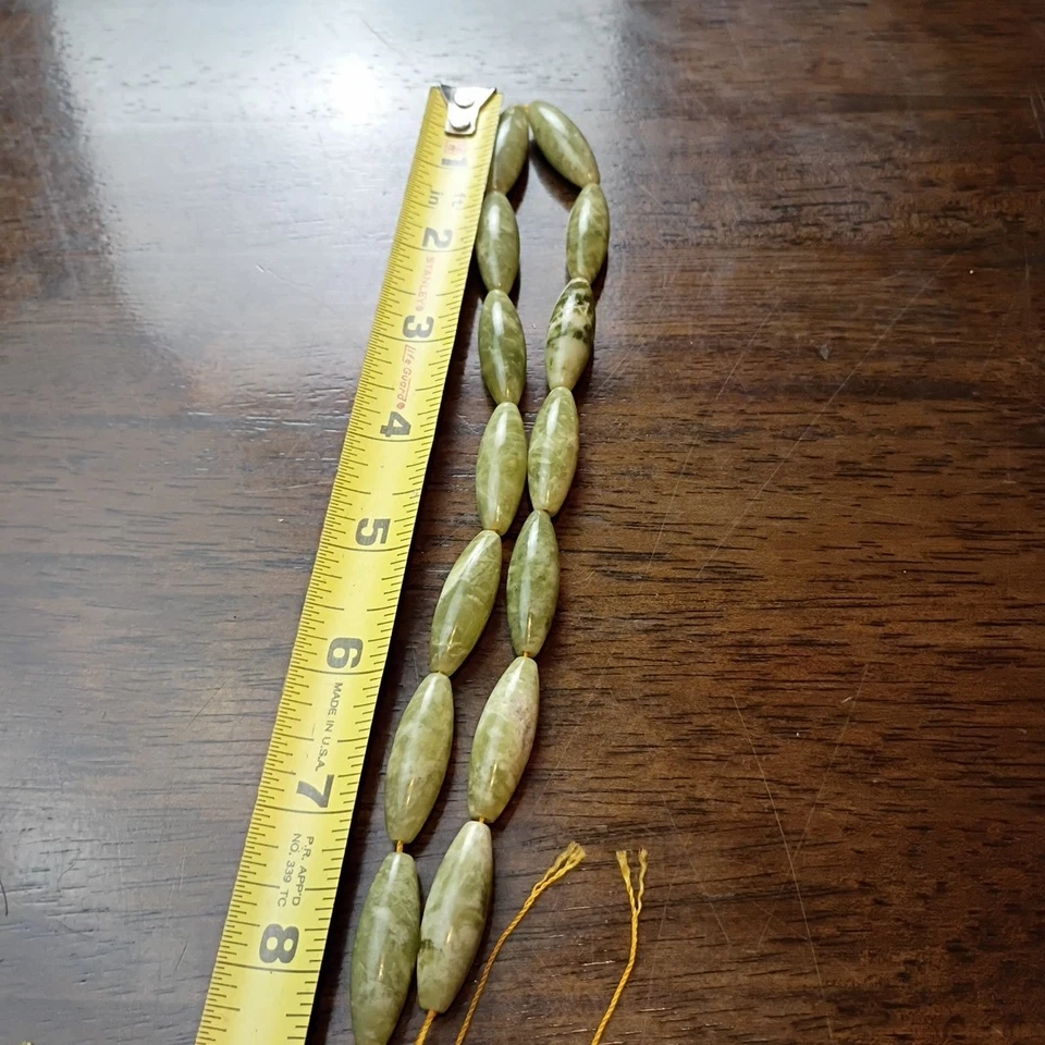Vintage Strand Of Stone Green Jade Marble Beads?? - Image 3 of 4