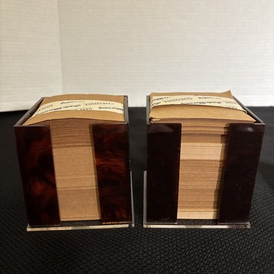 Vintage Coronet  Lucite Tortoise Shell Memo Note Holders Set 2