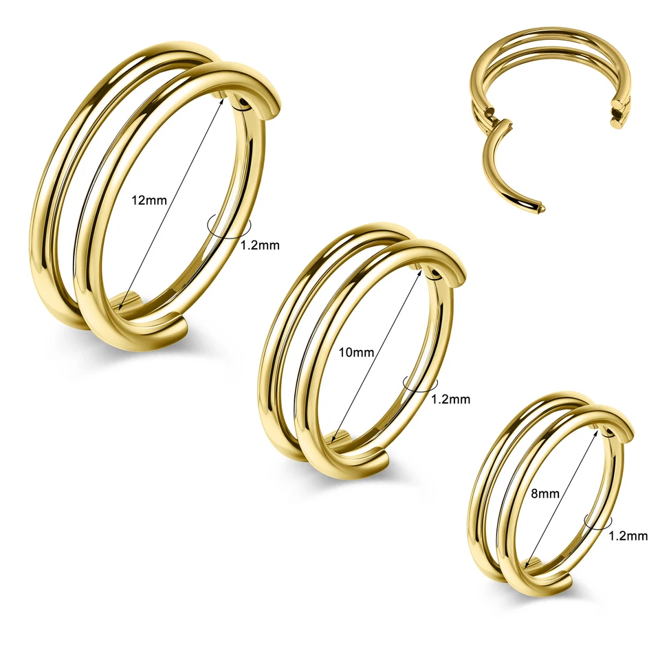 Pendientes hélice cartílago anillo nariz doble acero inoxidable 1 pieza piercing tabique Foto 4 de 4