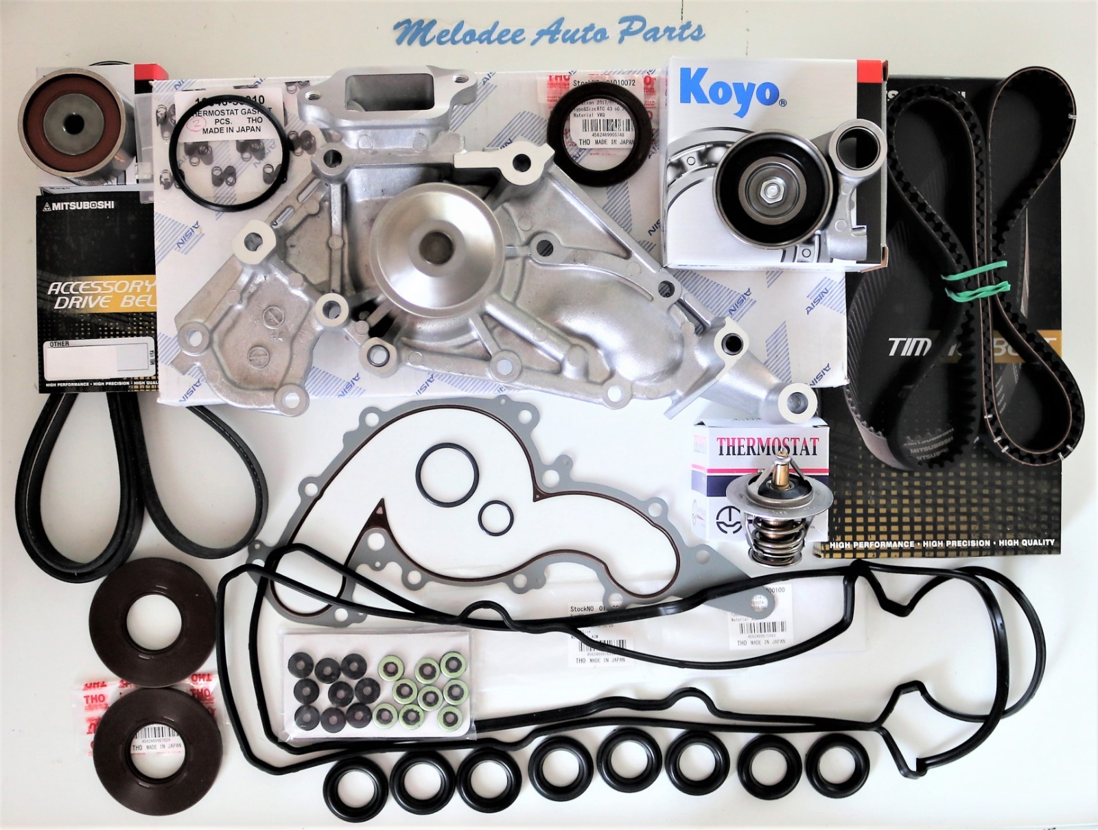 OEM Aisin Water Pump Kit W/ Serpentine Belt & Valve Cover Gasket Set