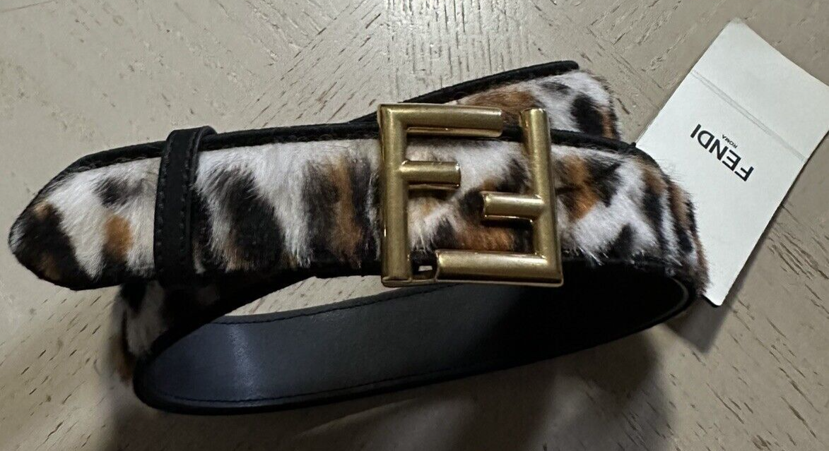 Fendi Women\'s FF Logo Leather Belt Black/Brown/White 36/90 8C0649 Italy NWT $750 Fendi Women main image 2