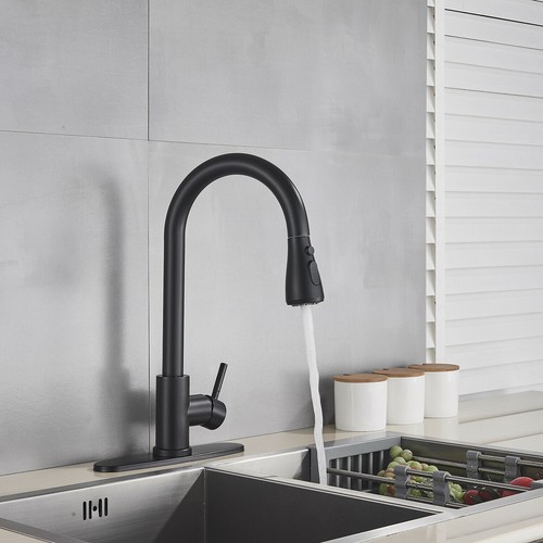 Black Kitchen Faucet Pull Down Sprayer Single Handle Commercial Stainless Steel - Bild 4 von 12