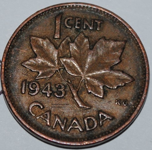 Belle pièce de 1 cent cuivre Canada 1943 1 centime canadien penny  - Photo 1/1