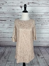 Zara Basic Collection Pink Lace A Line Dress Size Small 3/4 Sleeve Solid