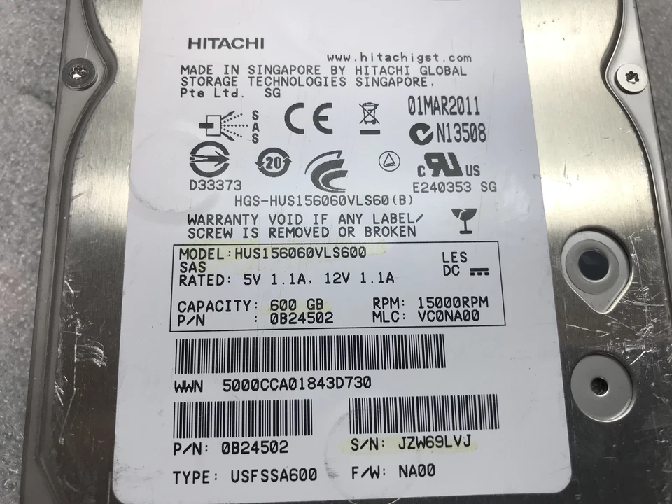 NetApp X412A-R5 600Gb 15K SAS 3.5" 108-00227 X412_HVIPC560A15 Tested - Image 3 of 4