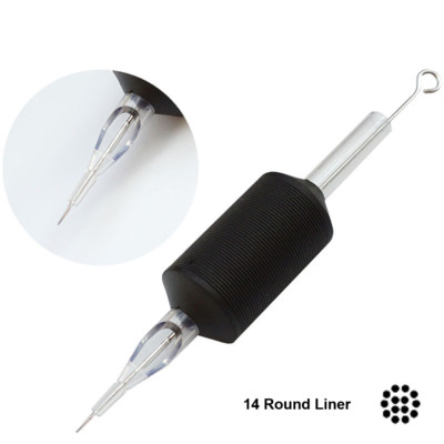 14 Round Liner Disposable Tattoo Needle Tube Combo 25mm 1 Inch Grip Box of 20pcs