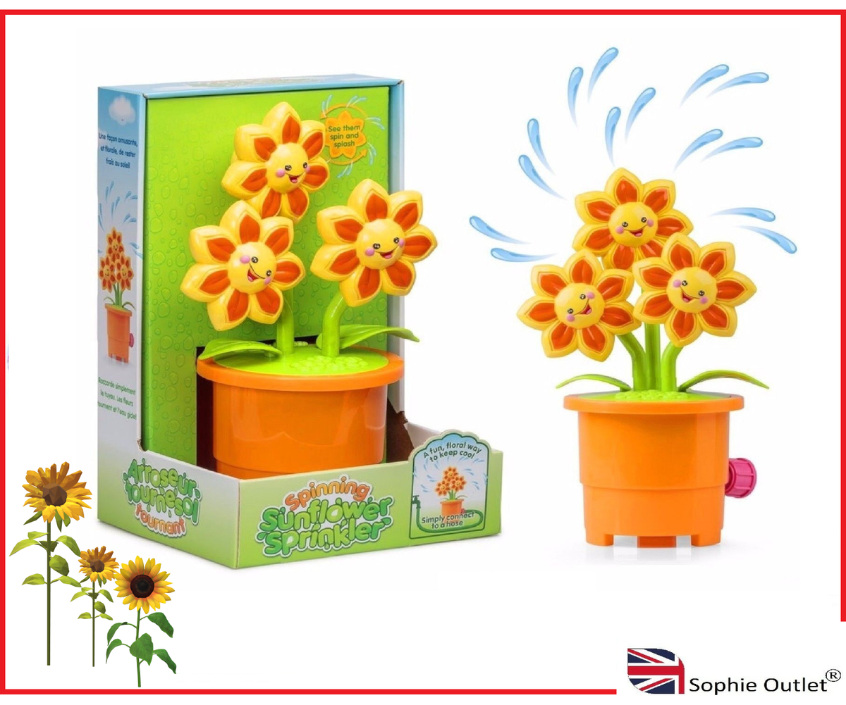 SPINNING SUNFLOWER SPRINKLER Water Sprayer Outdoor Lawn Garden Fun Game Toy  Gift