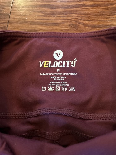 Velocity Red Maroon Compression Yoga Workout Leggings Women's Size Medium - Picture 4 of 7