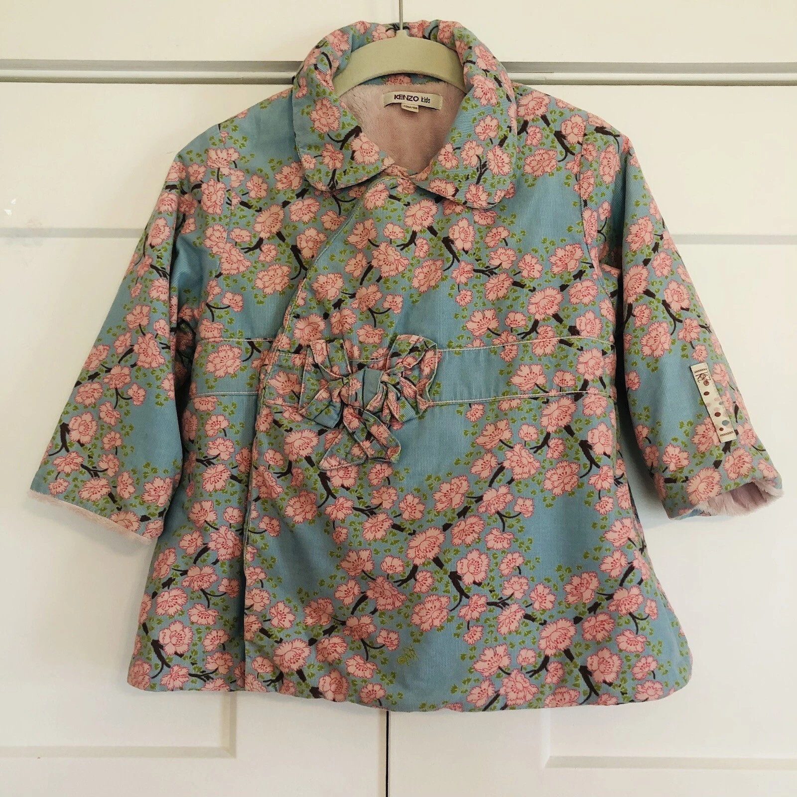 Kenzo Giacca Cappotto Velluto a coste per Bambini Parigi 23M Fiori di Ciliegio Rosa e Blu