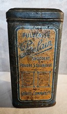 ANCIENNE BOITE PULVERISE POULAIN CHOCOLAT EN POUDRE   EN TOLE LITHOGRAPHIEE