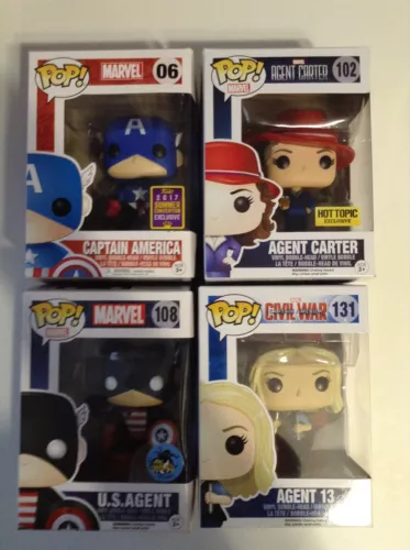 Funko Pop! Lot of 4 06 Captain America SDCC 102 Agent Carter 108 US Agent 131 13