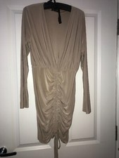 Pretty Little Thing Grey Extreme Ruched Bodycon Dress Size 12