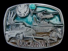 U.S. ARMY BELT BUCKLE VINTAGE 1991 BERGAMOT DETAILED PEWTER BUCKLES