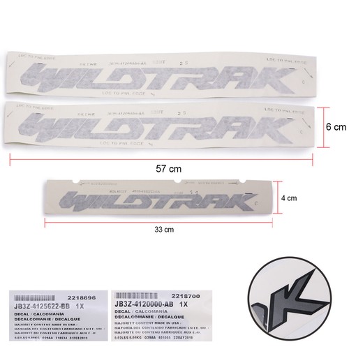 Side Rear Tailgate Door Sticker Silver Fits Ford Ranger Wildtrak 2018 2019 - Picture 4 of 8