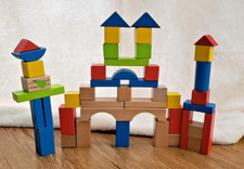 Hape Colored  Maple Wooden Blocks Playset for...