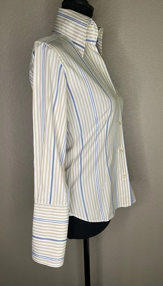 Domenico Vacca Women Striped Long Sleeve Button-Down Shirt 38 eur Hand Sewn - Image 3 of 4