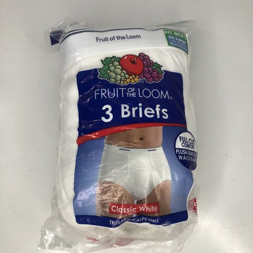 3 pair 2010 fruit of the loom mens white briefs 3xl xxxl underwear made