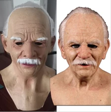 Old Man Mask Latex Halloween Cosplay Party Realistic Full Face Masks Headgear