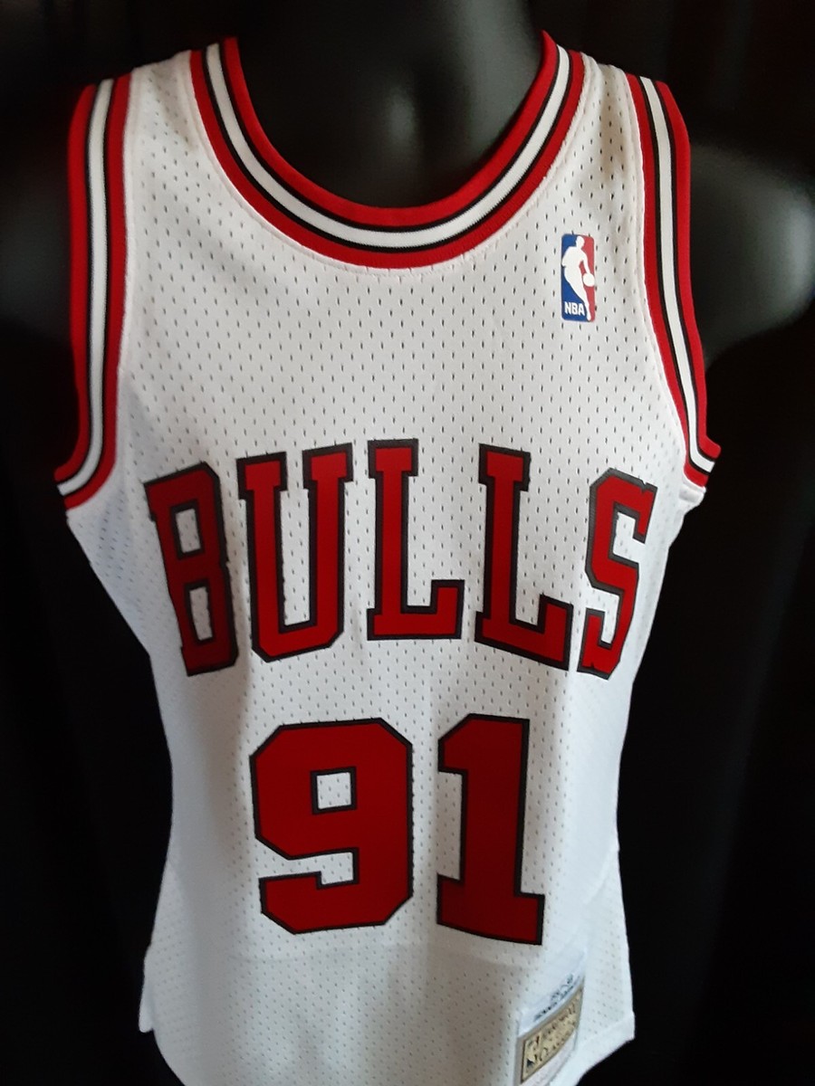 トップス Mitchell&ness chicago bulls rodman 91 Chicago Bulls Rodman #91 Men's Mitchell &Ness HWC Jersey EUC