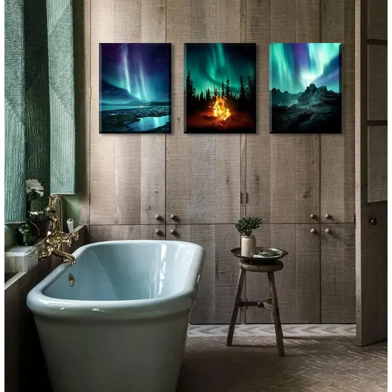 3pcs Northern Lights Scenery Painting Wall Art Canvas Unframed/Framed