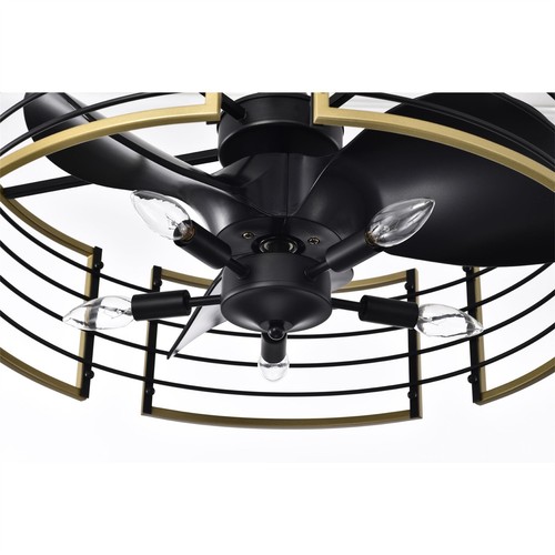 Veit 24 Inch Matte Gold Cage Design Fandelier - Picture 17 of 19