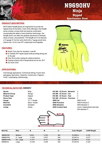 1- GUANTES DE TRABAJO de seguridad recubiertos de palma de invierno cálidos para clima frío aislados de alta vis Foto 3 de 3