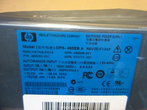 HP 499249-001 460W Hot-Plug Power Supply DL380P G6 G7 Gen8 REFURBISHED - Afbeelding 2 van 3