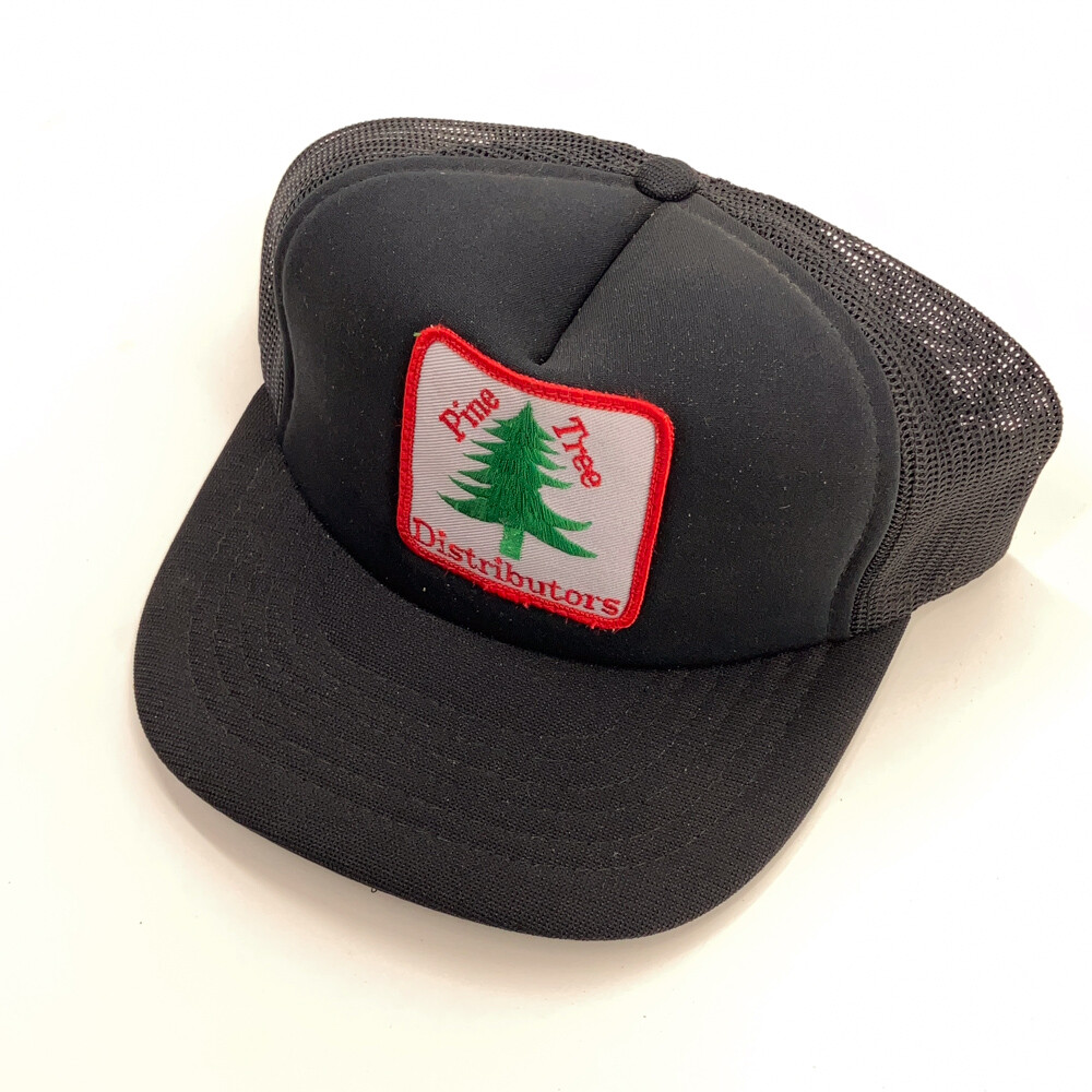 Pine Tree Distributors Vintage Patch Hat Black Fo… - image 1