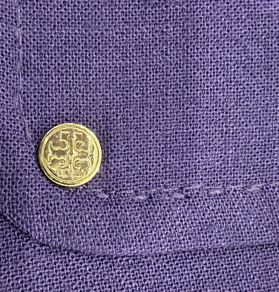 Abito tubino donna Tory Burch viola lana taglia 14 foderato con dettagli logo