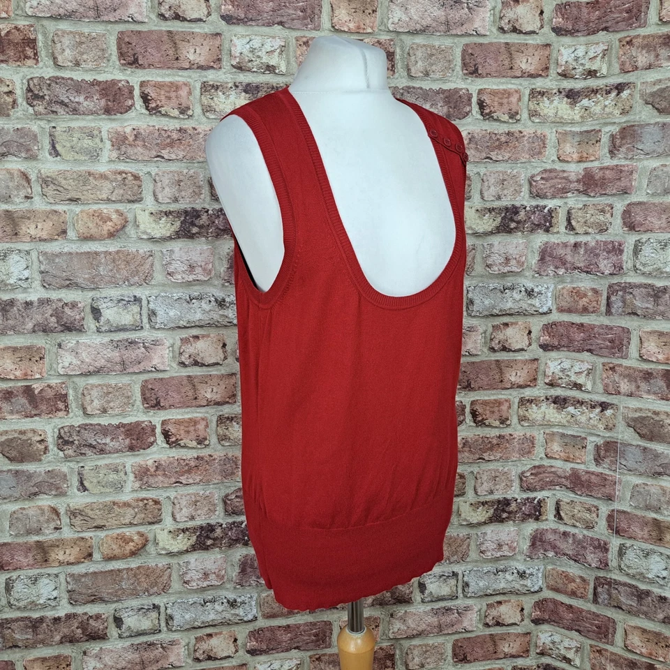 Chaleco largo alto Sally Jumper sin mangas rojo escarlata para mujer tejido grande Foto 4 de 4
