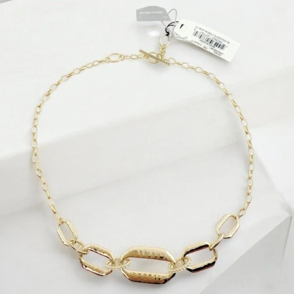 Collar de palanca JUDITH JACK delgado con eslabones de cadena chapado en oro. Venta al por menor $135 Foto 3 de 4