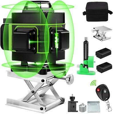 Elikliv 360° Self Leveling 30M 4D+3D Green Cross Line Laser Level 16 Line Level