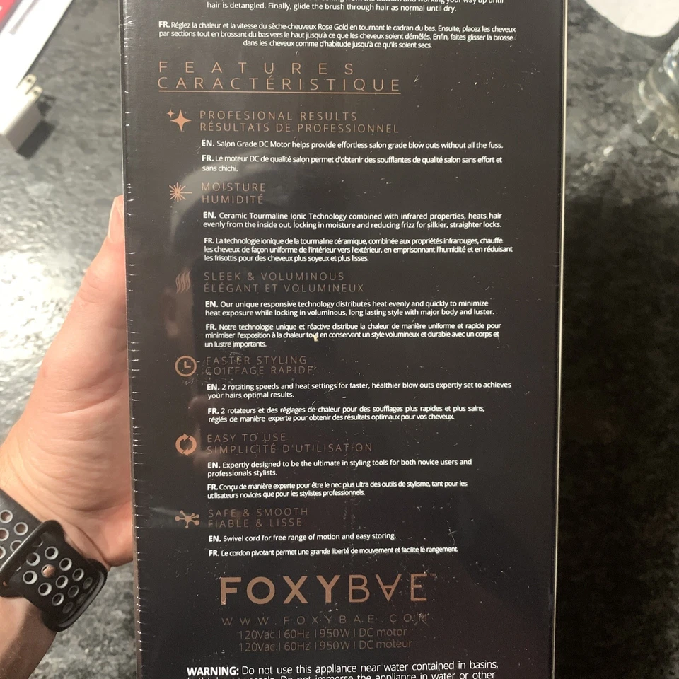 FoxyBae Rose Gold Cepillo Secador Soplado NUEVO Secador, Rápido, Fácil 2 en 1 Foto 4 de 4