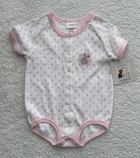 Vintage NWT Carters Bubble Romper One Piece Size 9-12 Months Flowers Bunny Pink