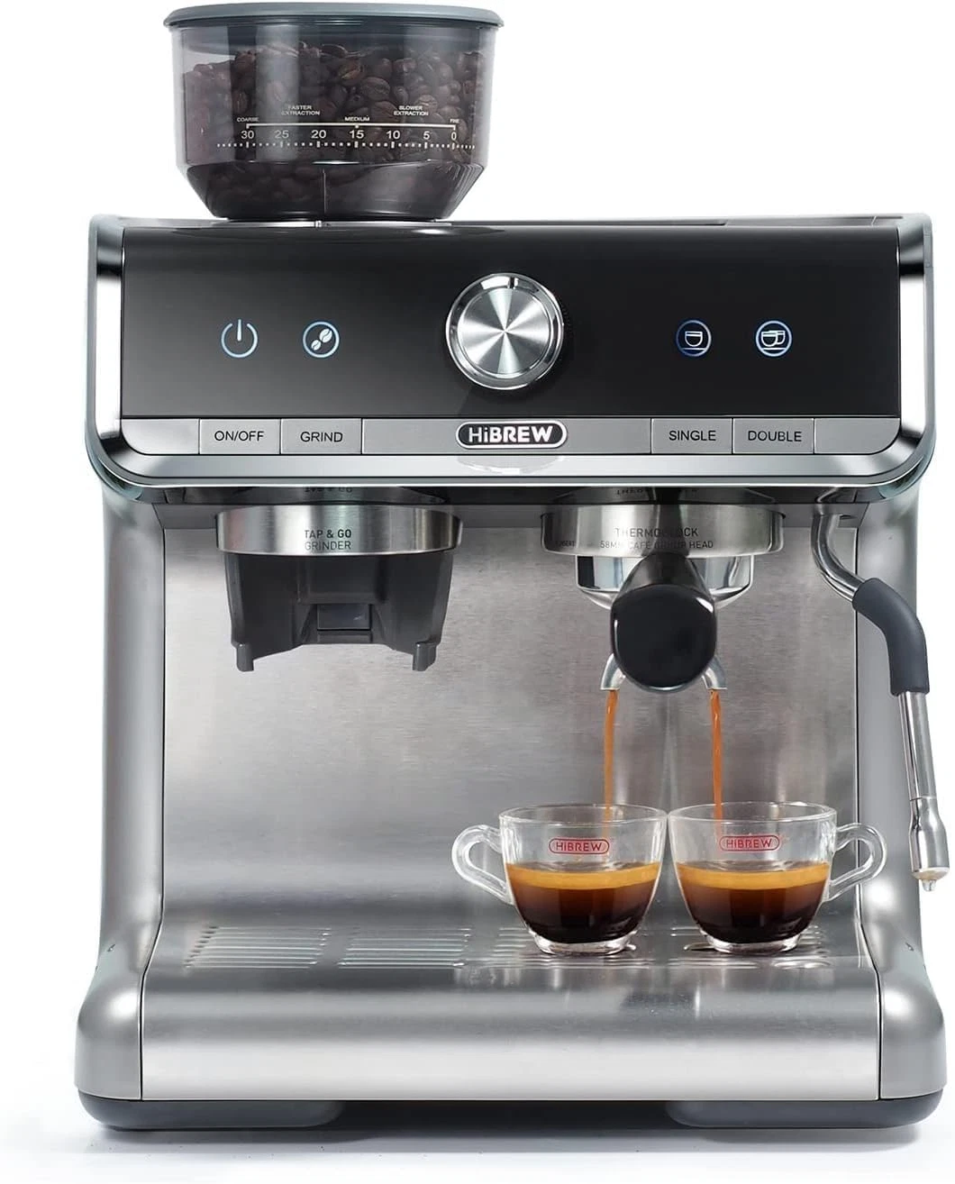H7 Espresso Machine with Grinder & Frother for Barista-Quality Coffee