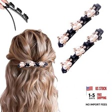 2 Pcs Sparkling Crystal Stone Braided Hair Clips, 2025 New Satin Fabric Color S