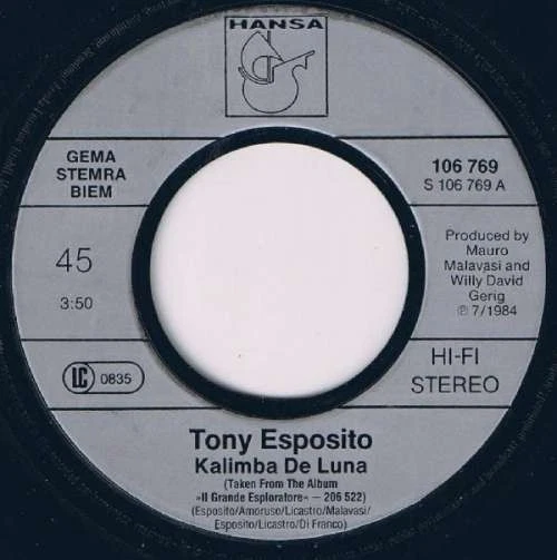 Tony Esposito Kalimba De Luna 7" Single Vinyl Schallplatte 80124 - Bild 3 von 4
