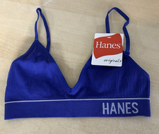 Hanes Women's Originals Seamless Triangle Bralette Soft Ribbed Bra SMALL