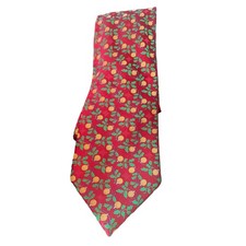 NWT Tango Men's 100 Silk Tie Holiday Red Green Leaf Print Handmade Neck Tie