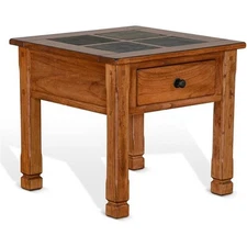 Sunny Designs Sedona 26" Transitional Wood End Table in Rustic Oak