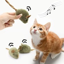 Funny Plush Cat Toy Simulation Mouse Automatic Chirping Interactive Mice Cat Toy