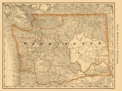 Historic State Map - Washington - Rand McNally 1879 - Vintage Wall Art