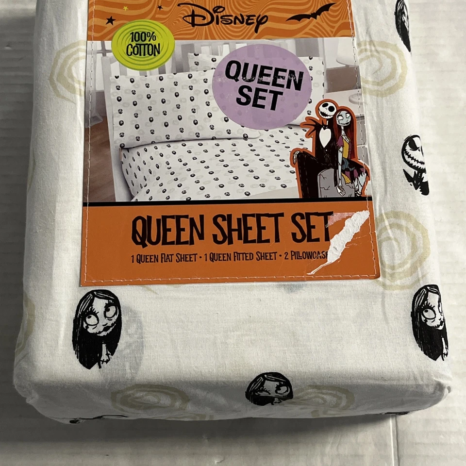 Disney Nightmare Before Christmas Queen Sheet Set Jack Skellington & Sally - Image 2 of 4