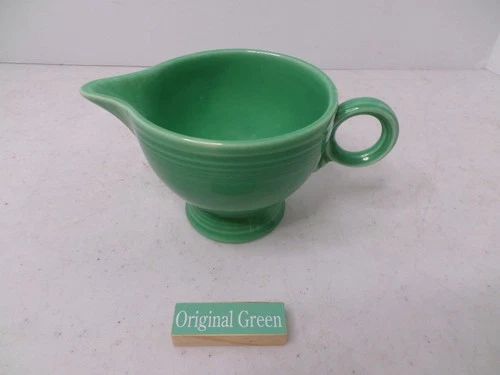 Vintage Fiesta Fiestaware Original Green Milk Creamer Footed Ring Handle